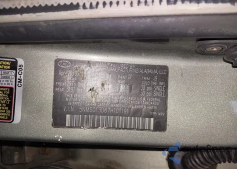 2007 Hyundai Santa Fe Gls z USA, uszkodzony, nr VIN 5NMSG13D67H101191